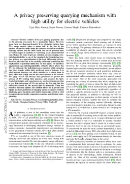 A privacy preserving querying mechanism with high utility for electric
  vehicles