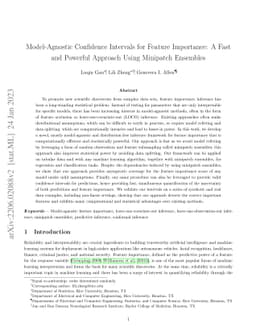 Model-Agnostic Confidence Intervals for Feature Importance: A Fast and
  Powerful Approach Using Minipatch Ensembles