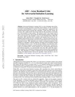 ARC - Actor Residual Critic for Adversarial Imitation Learning