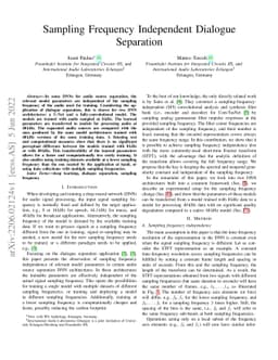 Sampling Frequency Independent Dialogue Separation