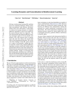 Learning Dynamics and Generalization in Reinforcement Learning