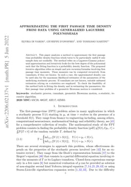 Approximating the first passage time density from data using generalized
  Laguerre polynomials
