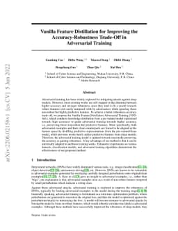 Vanilla Feature Distillation for Improving the Accuracy-Robustness
  Trade-Off in Adversarial Training