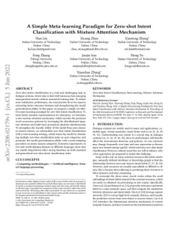 A Simple Meta-learning Paradigm for Zero-shot Intent Classification with
  Mixture Attention Mechanism