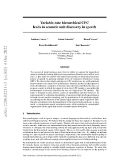 Variable-rate hierarchical CPC leads to acoustic unit discovery in
  speech