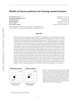 Models of human preference for learning reward functions