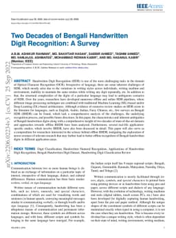 Two Decades of Bengali Handwritten Digit Recognition: A Survey