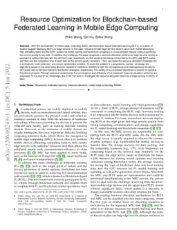 Resource Optimization for Blockchain-based Federated Learning in Mobile
  Edge Computing
