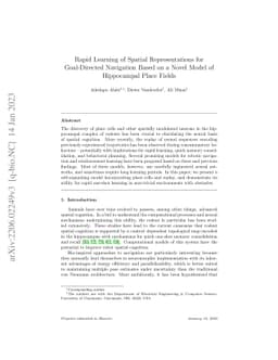 Rapid Learning of Spatial Representations for Goal-Directed Navigation
  Based on a Novel Model of Hippocampal Place Fields