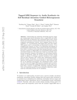 Tagged-MRI Sequence to Audio Synthesis via Self Residual Attention
  Guided Heterogeneous Translator