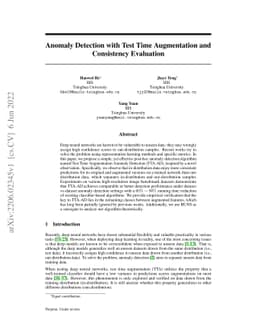 Anomaly Detection with Test Time Augmentation and Consistency Evaluation