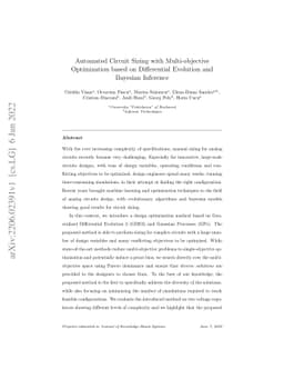 Automated Circuit Sizing with Multi-objective Optimization based on
  Differential Evolution and Bayesian Inference