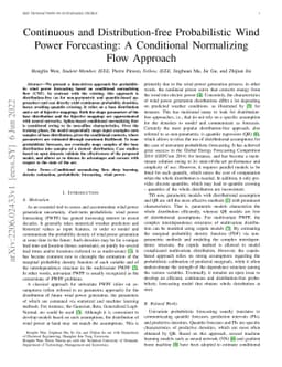 Continuous and Distribution-free Probabilistic Wind Power Forecasting: A
  Conditional Normalizing Flow Approach
