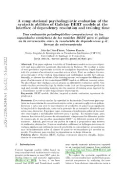 A computational psycholinguistic evaluation of the syntactic abilities
  of Galician BERT models at the interface of dependency resolution and
  training time