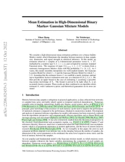 Mean Estimation in High-Dimensional Binary Markov Gaussian Mixture
  Models