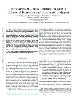 BehavePassDB: Public Database for Mobile Behavioral Biometrics and
  Benchmark Evaluation