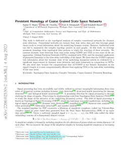 Persistent Homology of Coarse Grained State Space Networks
