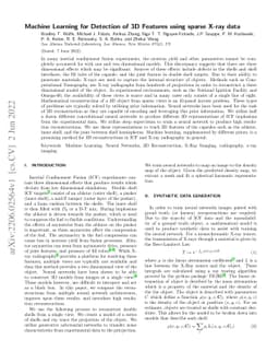 Machine Learning for Detection of 3D Features using sparse X-ray data