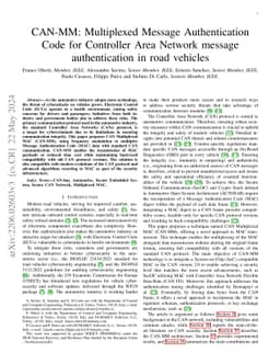 CAN-MM: Multiplexed Message Authentication Code for Controller Area
  Network message authentication in road vehicles