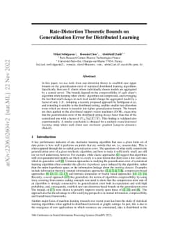 Rate-Distortion Theoretic Bounds on Generalization Error for Distributed
  Learning