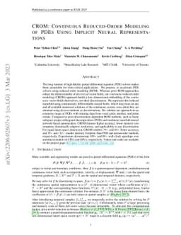 CROM: Continuous Reduced-Order Modeling of PDEs Using Implicit Neural
  Representations