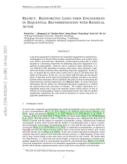 ResAct: Reinforcing Long-term Engagement in Sequential Recommendation
  with Residual Actor