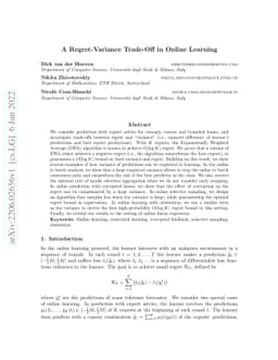 A Regret-Variance Trade-Off in Online Learning