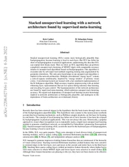 Stacked unsupervised learning with a network architecture found by
  supervised meta-learning