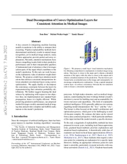 Dual Decomposition of Convex Optimization Layers for Consistent
  Attention in Medical Images
