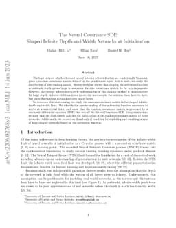 The Neural Covariance SDE: Shaped Infinite Depth-and-Width Networks at
  Initialization