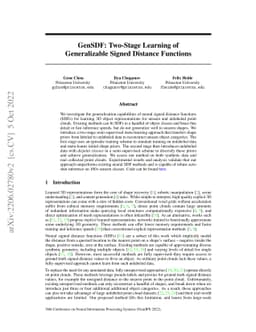 GenSDF: Two-Stage Learning of Generalizable Signed Distance Functions