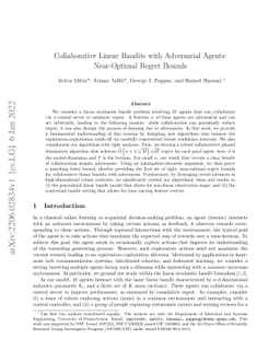 Collaborative Linear Bandits with Adversarial Agents: Near-Optimal
  Regret Bounds