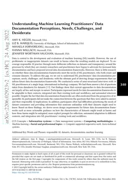 Understanding Machine Learning Practitioners' Data Documentation
  Perceptions, Needs, Challenges, and Desiderata