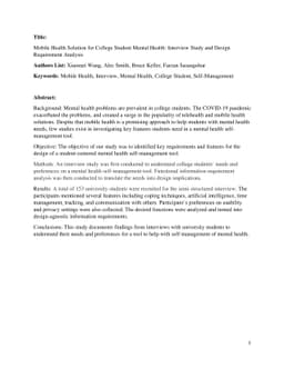 Mobile Health Solution for College Student Mental Health: Interview
  Study and Design Requirement Analysis