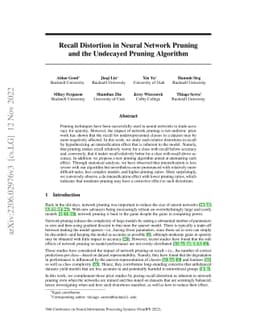 Recall Distortion in Neural Network Pruning and the Undecayed Pruning
  Algorithm