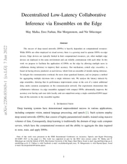 Decentralized Low-Latency Collaborative Inference via Ensembles on the
  Edge