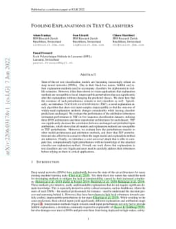 Fooling Explanations in Text Classifiers