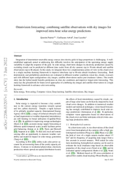 Omnivision forecasting: combining satellite observations with sky images
  for improved intra-hour solar energy predictions