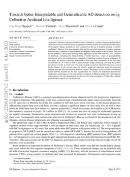 Towards better Interpretable and Generalizable AD detection using
  Collective Artificial Intelligence