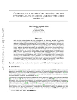 On the balance between the training time and interpretability of neural
  ODE for time series modelling