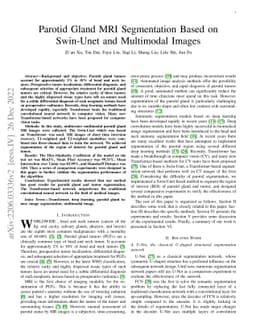 Parotid Gland MRI Segmentation Based on Swin-Unet and Multimodal Images