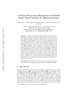 A Privacy-Preserving Subgraph-Level Federated Graph Neural Network via
  Differential Privacy