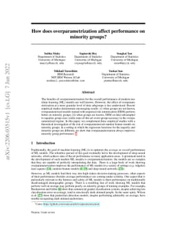 How does overparametrization affect performance on minority groups?