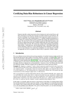 Certifying Data-Bias Robustness in Linear Regression
