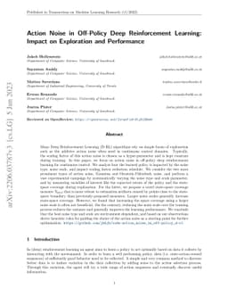 Action Noise in Off-Policy Deep Reinforcement Learning: Impact on
  Exploration and Performance