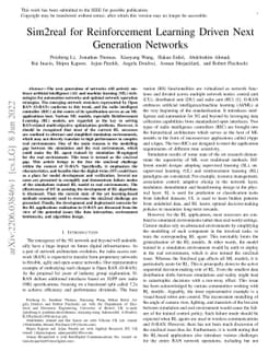 Sim2real for Reinforcement Learning Driven Next Generation Networks