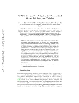 "GAN I hire you?" -- A System for Personalized Virtual Job Interview
  Training