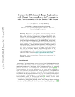 Unsupervised Deformable Image Registration with Absent Correspondences
  in Pre-operative and Post-Recurrence Brain Tumor MRI Scans
