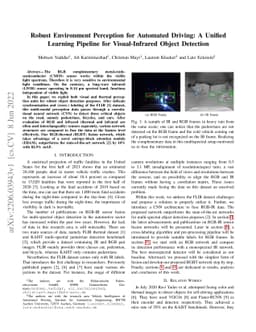 Robust Environment Perception for Automated Driving: A Unified Learning
  Pipeline for Visual-Infrared Object Detection