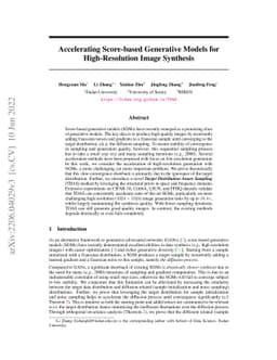 Accelerating Score-based Generative Models for High-Resolution Image
  Synthesis